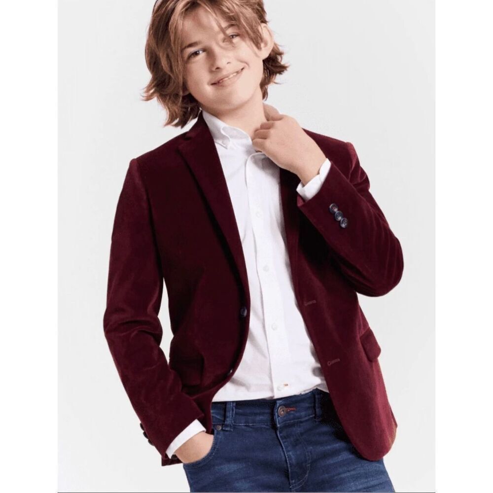 Tommy Hilfiger Youth Lush Special Occasion Velvet Sportscoat Dark Red 18R